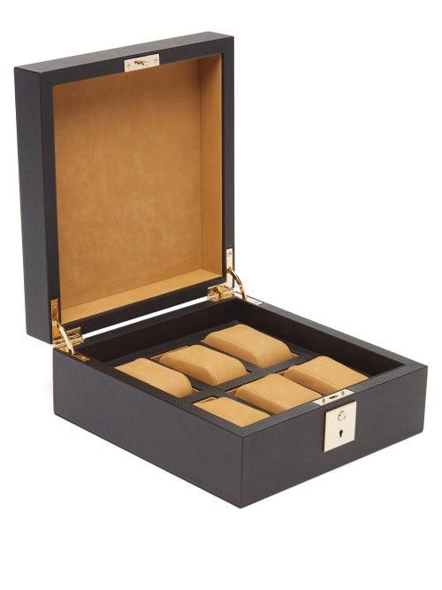 Smythson - Panama Leather Watch Case - Mens - Black