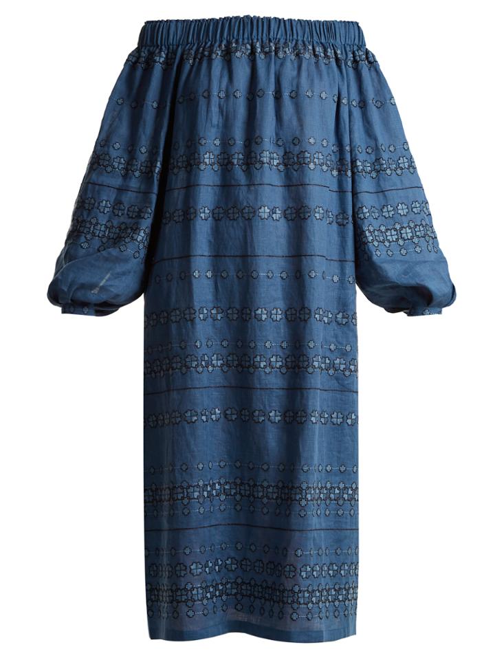 Vita Kin Strawberry Vine Embroidered Mid-weight Linen Dress
