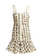 Matchesfashion.com Zimmermann - Corsage Ruched Linen Blend Mini Dress - Womens - Black White