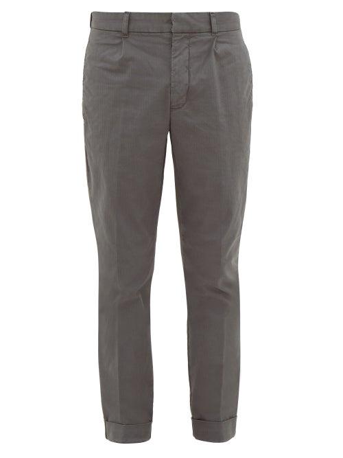 Matchesfashion.com J.w. Brine - Walter Herringbone Cotton-blend Trousers - Mens - Dark Grey