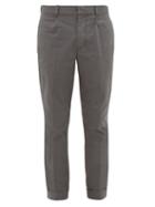 Matchesfashion.com J.w. Brine - Walter Herringbone Cotton-blend Trousers - Mens - Dark Grey