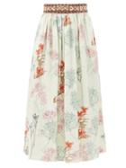 Matchesfashion.com Le Sirenuse, Positano - New Jane Spring Flowers-print Cotton Midi Skirt - Womens - Green Print