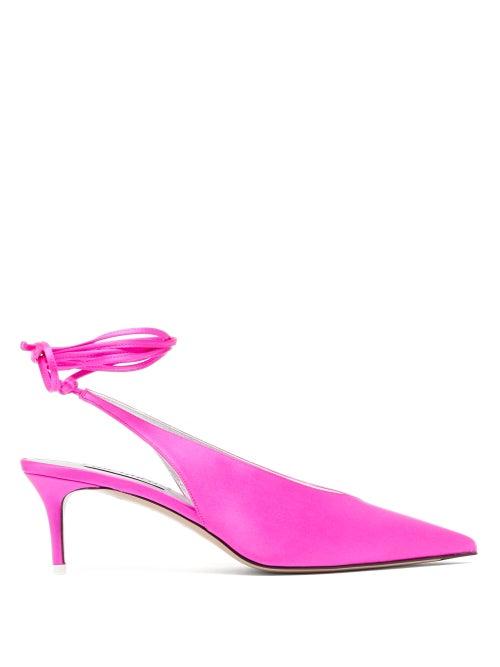 Matchesfashion.com The Attico - Christie Wrap Around Slingback Satin Pumps - Womens - Fuchsia