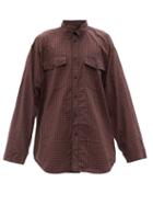 Matchesfashion.com Balenciaga - Logo-embroidered Cotton-tartan Shirt - Mens - Red