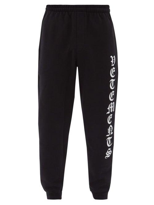Matchesfashion.com Vetements - Logo-print Cotton-blend Jersey Track Pants - Mens - Black