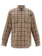 Matchesfashion.com Raey - Chest Pocket Checked Cotton Blend Shirt - Mens - Brown Multi