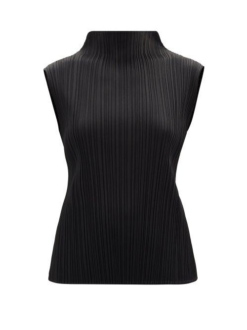 Matchesfashion.com Pleats Please Issey Miyake - Mock-neck Sleeveless Technical-pleated Top - Womens - Black