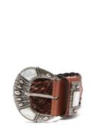 Matchesfashion.com Etro - Mother-of-pearl Inlay Braided-leather Belt - Womens - Brown Multi