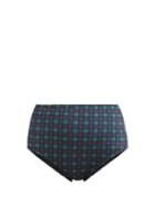 Matchesfashion.com Ephemera - High Waisted Tartan Print Bikini Briefs - Womens - Green Print