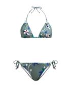 Matchesfashion.com Thorsun - Alex Floral Print Triangle Bikini - Womens - Khaki Multi