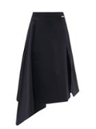 Ladies Rtw Vetements - Asymmetric Pinstripe Wool-blend Skirt - Womens - Navy Stripe