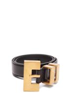 Matchesfashion.com Saint Laurent - Geometric Buckle Leather Belt - Womens - Black