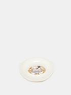 Jupiter - Bold Topaz, Enamel & 18kt Gold-plated Ring - Womens - White Multi
