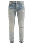Matchesfashion.com Amiri - Distressed Panelled Slim-leg Jeans - Mens - Blue