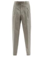 Mens Rtw Paul Smith - Pleated Cotton-blend Corduroy Trousers - Mens - Grey