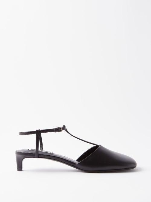 Jil Sander - T-bar Leather Pumps - Womens - Black