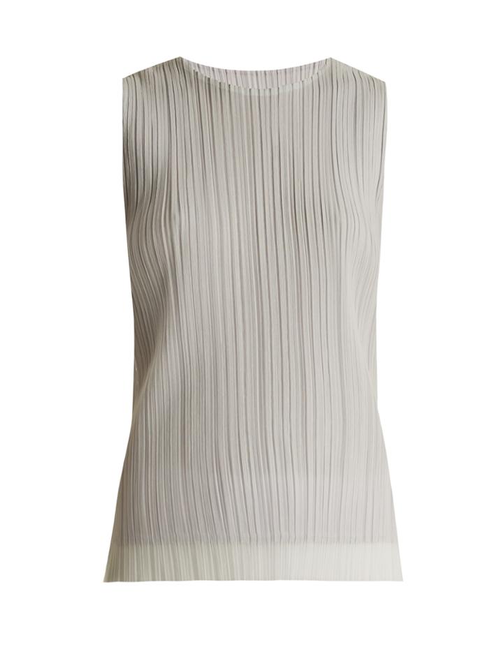 Pleats Please Issey Miyake Flutter Tulle-overlay Pleated Top