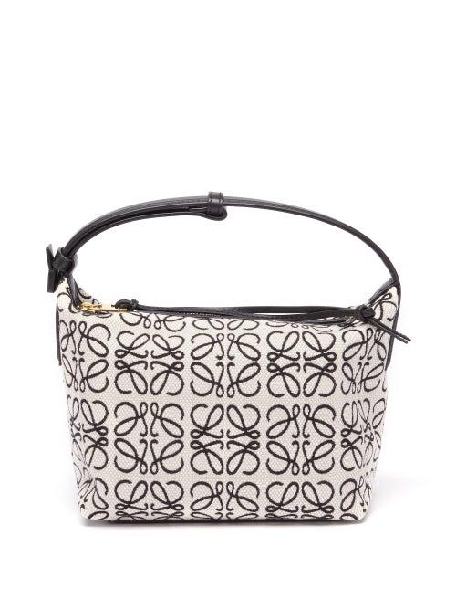 Ladies Bags Loewe - Cubi Anagram-jacquard Canvas Bag - Womens - White Black