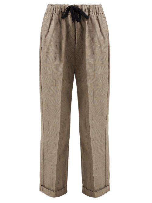 Matchesfashion.com Chimala - Checked Cotton Drawstring Waist Trousers - Womens - Brown