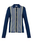 Matchesfashion.com King & Tuckfield - Buttoned Wool Knit Long Sleeved Polo Shirt - Mens - Navy