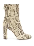 Ladies Shoes Paris Texas - Python-effect Leather Boots - Womens - Cream Multi