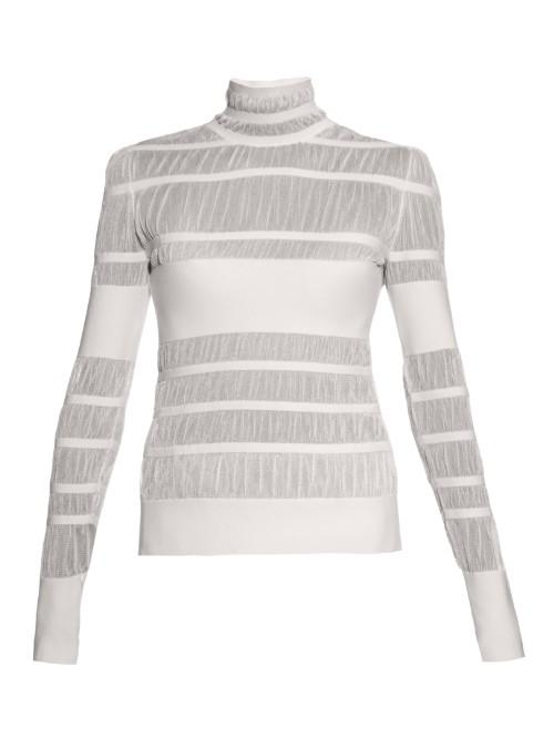 Alexander Mcqueen Striped-knit High-neck Sweater