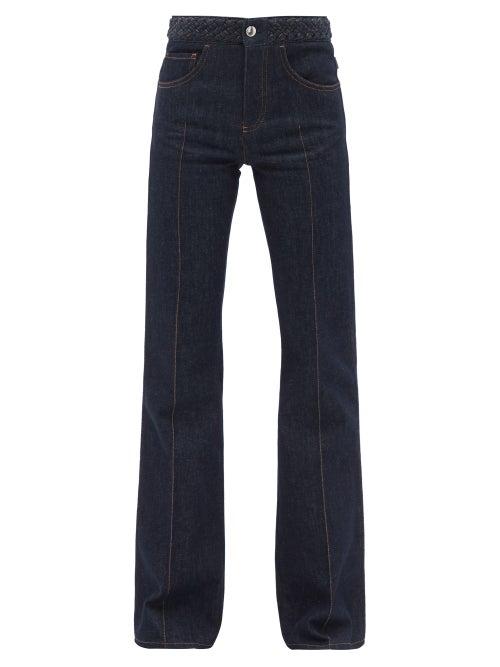 Chlo - Braided High-rise Flared-leg Jeans - Womens - Dark Denim