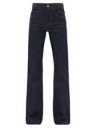 Chlo - Braided High-rise Flared-leg Jeans - Womens - Dark Denim