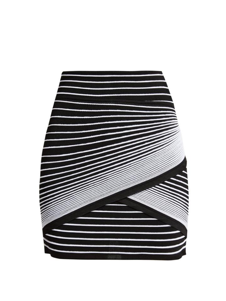Balmain Wrap-style Striped-knit Mini Skirt