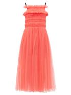 Matchesfashion.com Molly Goddard - Shelly Lace-up Smocked Tulle Dress - Womens - Pink