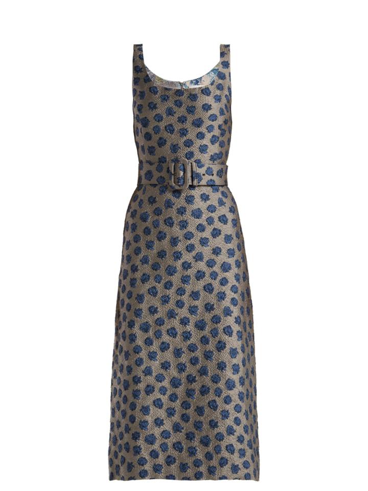 Luisa Beccaria Belted Floral-jacquard Dress
