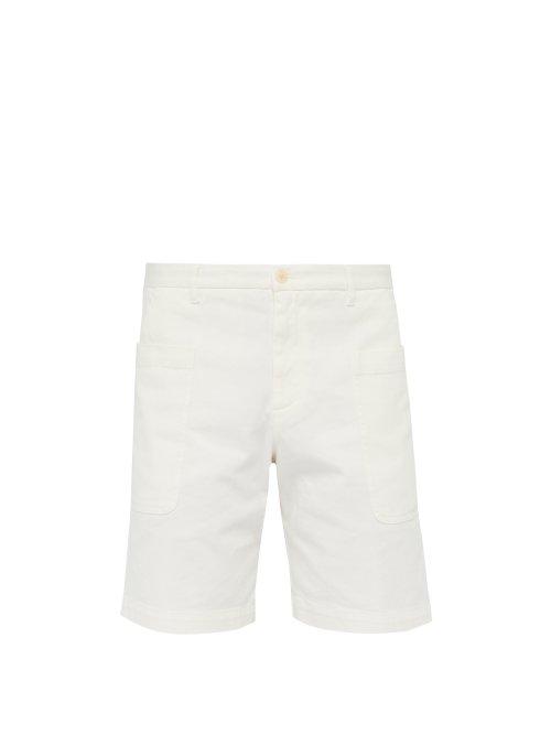 Matchesfashion.com Barena Venezia - Patch Pocket Cotton Blend Twill Shorts - Mens - White