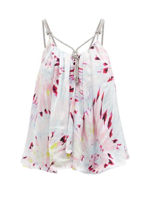 Ladies Rtw Halpern - Tie-dye Satin Top - Womens - Pink White