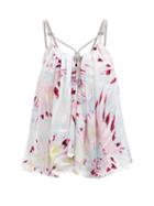 Ladies Rtw Halpern - Tie-dye Satin Top - Womens - Pink White