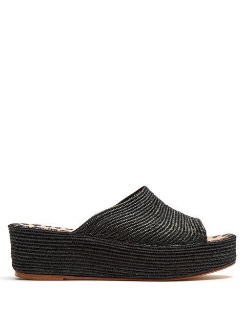 Matchesfashion.com Carrie Forbes - Karim Raffia Flatform Sandals - Womens - Black