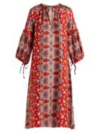 Matchesfashion.com D'ascoli - Misha Geometric And Floral Print Silk Dress - Womens - Red Print