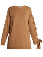 Matchesfashion.com Valentino - Laced Cashmere Sweater - Womens - Camel