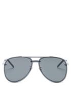 Matchesfashion.com Saint Laurent - Logo-engraved Aviator Metal Sunglasses - Mens - Silver
