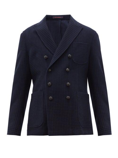 Matchesfashion.com The Gigi - Double Breasted Houndstooth Blazer - Mens - Navy Multi