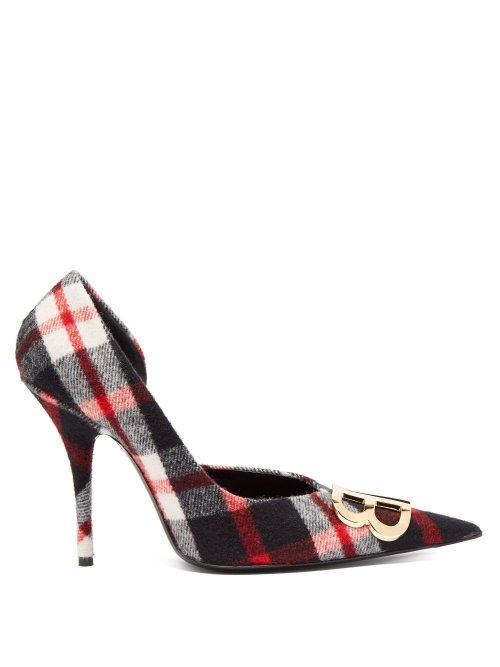 Matchesfashion.com Balenciaga - Bb Plaid D'orsay Pumps - Womens - Red Multi
