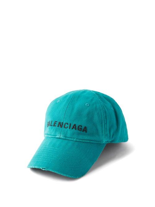 Balenciaga - Logo-embroidered Distressed Cotton-twill Cap - Mens - Blue