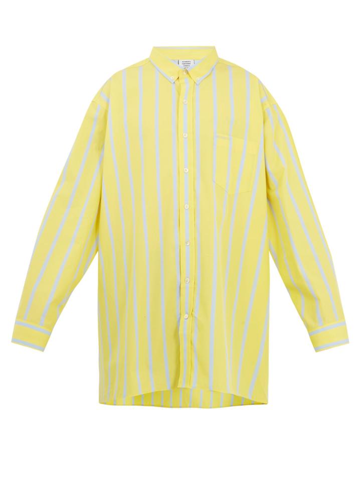 Vetements Logo-embroidered Striped Shirt