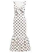 Matchesfashion.com Rebecca De Ravenel - Polka Dot Print Cotton Poplin Midi Dress - Womens - White Multi