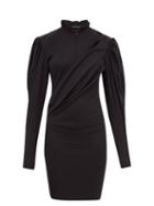 Matchesfashion.com Isabel Marant - Divya Puff Sleeve Ruched Wool Jersey Dress - Womens - Black