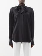 Another Tomorrow - Exaggerated-bow Satin Blouse - Womens - Black