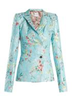 Matchesfashion.com Halpern - Floral Jacquard Single Breasted Jacket - Womens - Blue Multi