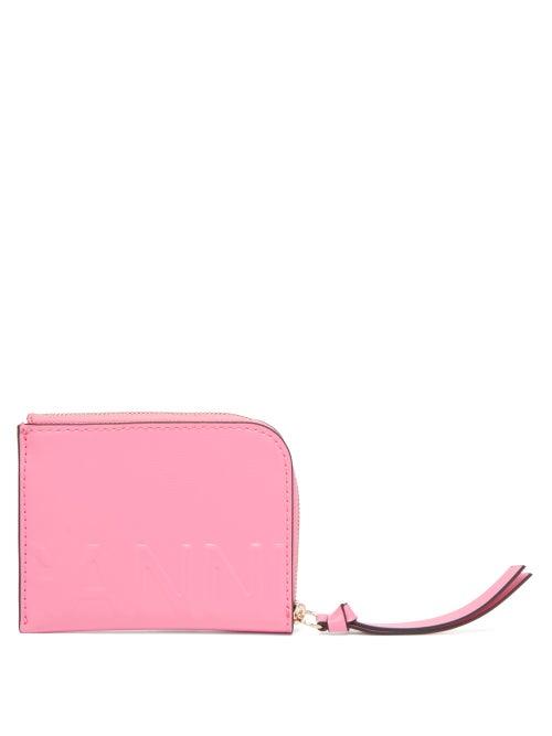 Ganni - Logo-embossed Leather Wallet - Womens - Pink