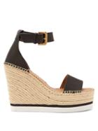Matchesfashion.com See By Chlo - Leather Espadrille Wedge Sandals - Womens - Black