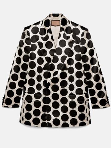 Gucci - Double-breasted Polka-dot Twill Jacket - Mens - Ivory Black