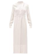 Matchesfashion.com Gabriela Hearst - Josefina High-neck Hammered Silk-satin Dress - Womens - Pink
